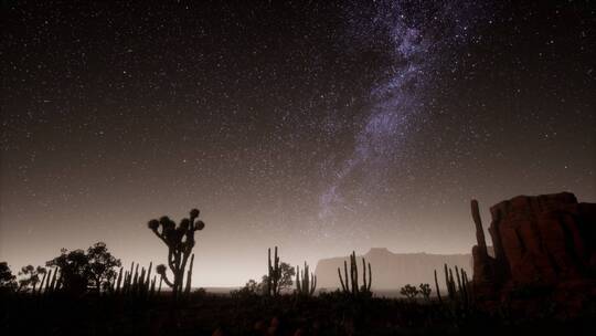 夜晚的沙漠星光闪烁视频素材模板下载
