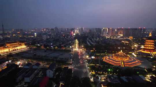 河南洛阳夜景航拍