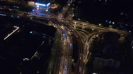 广州城市交通夜景航拍