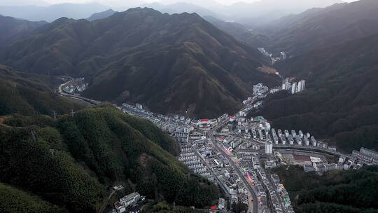 黄山汤口镇风光航拍