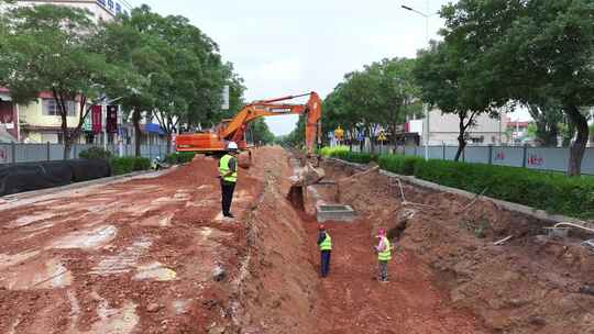 街面改造施工工地02视频素材模板下载