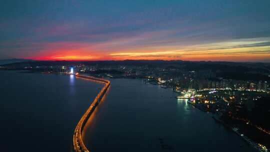 大连星海湾大桥夜景航拍 大连城市夜景航拍