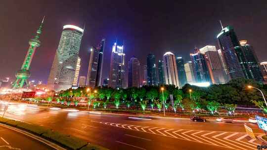 上海陆家嘴夜景城市风光