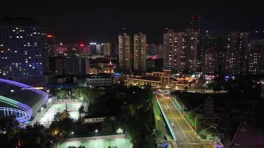 甘肃兰州夜景兰州城市夜景航拍