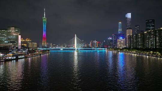 广州夜景航拍03视频素材模板下载