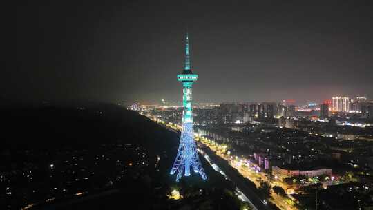 四川德阳之星德阳电视塔夜景航拍