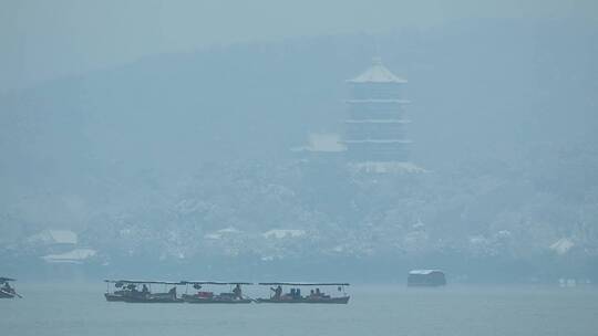 杭州西湖冬天雪景视频素材视频素材模板下载