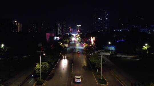 航拍湖北宜昌夷陵区夜景