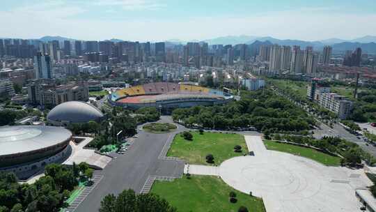 航拍江西宜春市体育广场