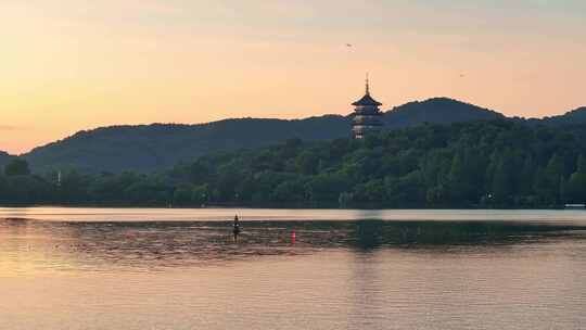 杭州日出 雷锋塔 杭州航拍 西湖