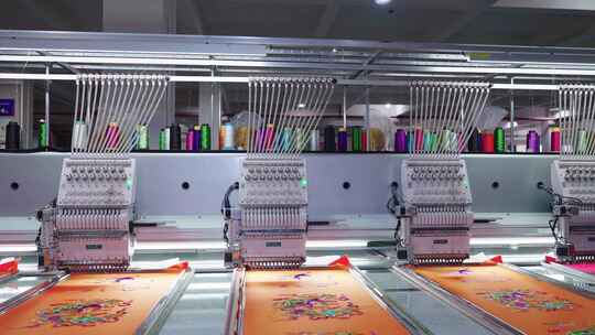 非遗民俗文化生产流水线机器刺绣作业场景