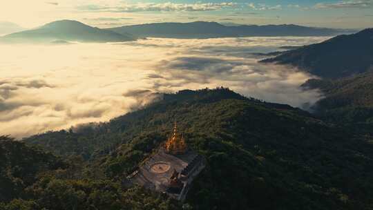 云南普洱景迈山云海日出航拍视频素材模板下载