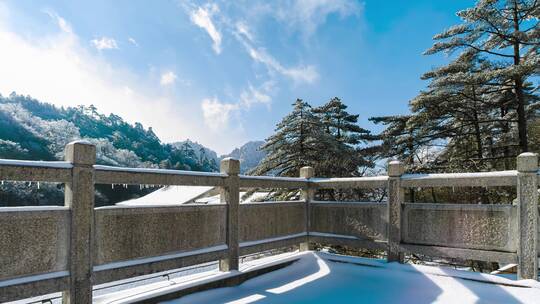 安徽黄山雪景风光延时摄影短片