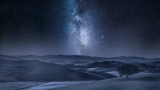 夜晚星河银河星空延时摄影