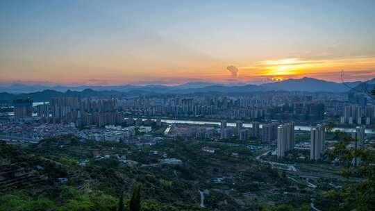 丽水市延时摄影日转夜视频素材模板下载