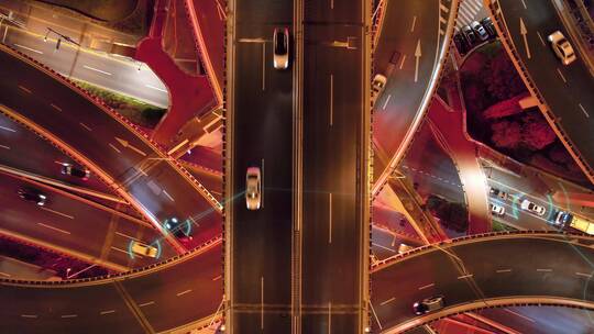 航拍未来智慧城市和高架道路智慧交通夜景