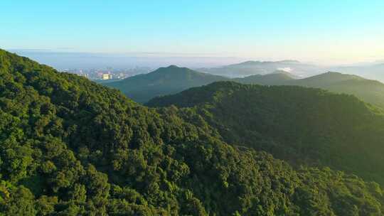 航拍广州白云山日出 眺望广州城区