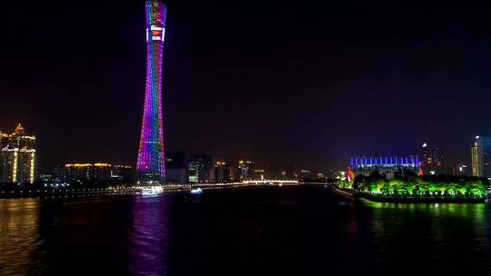广州照亮了城市景观和河流