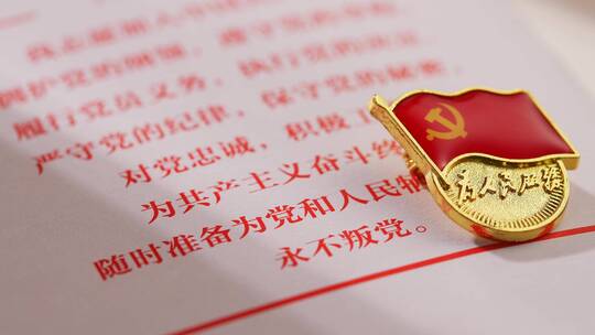中国共产党章程和党徽喜迎二十大红色题材视频素材模板下载