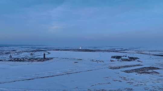 海拉尔旅游风景区一塔两寺冬天雪景