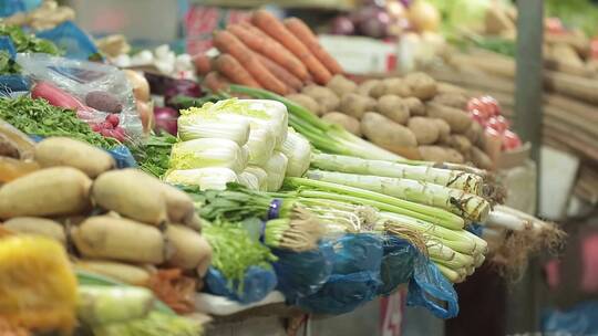 农贸市场特写大白菜视频素材模板下载