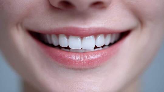 迷人微笑特写展示洁白牙齿与健康牙龈