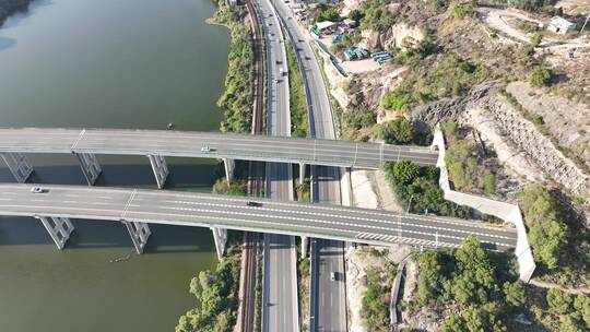 乡村公路交通国道航拍道路汽车行驶农村马路