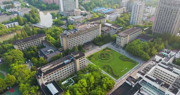 杭州浙江工业大学校区航拍