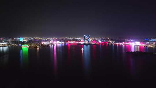 城市夜景 临港新片区滴水湖夜景航拍