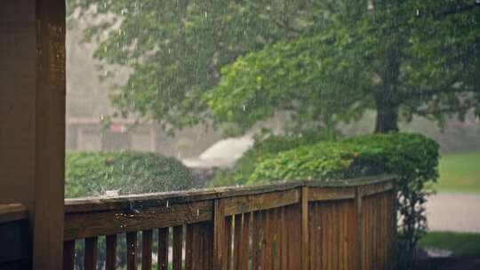 户外园林下雨雨滴