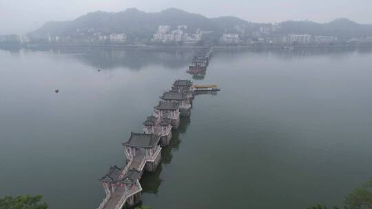 潮州航拍广济桥建筑景观