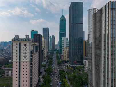 城市交通高楼大厦航拍延时