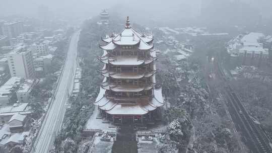 武汉黄鹤楼暴雪甩尾延时