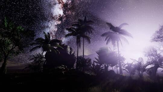 热带雨林上空的银河系