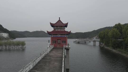 麻城市浮桥河水库4K航拍原素材