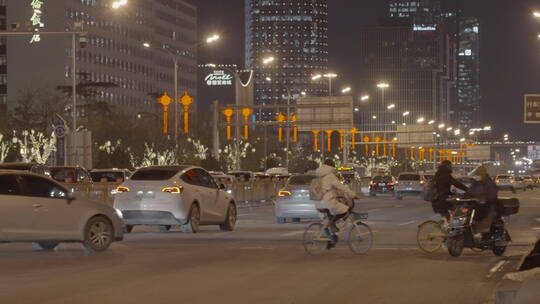 新年城市街道 新年城市夜景