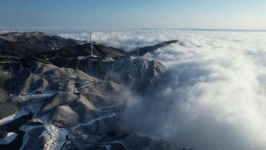 广西全州天湖雪景平流雾