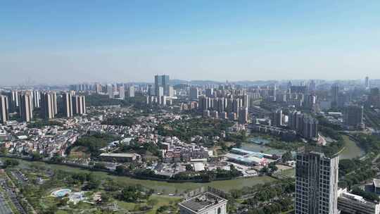 航拍江门大景江门城市建设