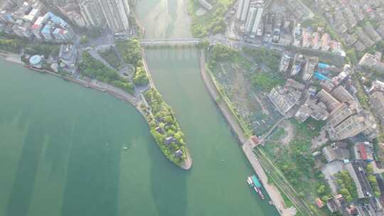 湖南省衡阳市湘江石鼓书院城市航拍4k