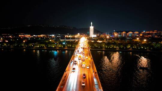 合集湖南长沙湘江橘子洲夜景4K航拍