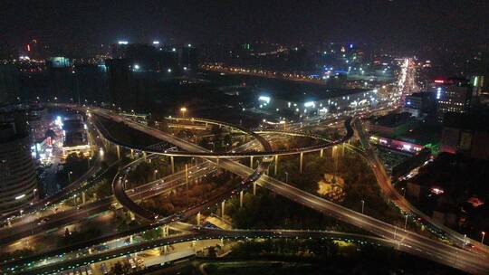城市航拍错综复杂高架桥交通