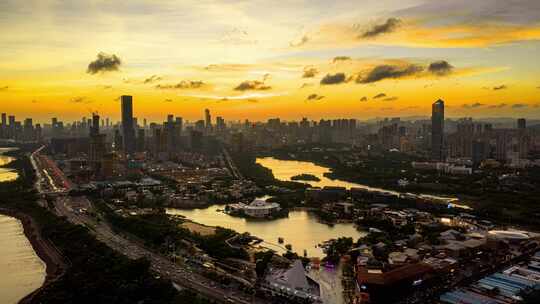 深圳湾夜景航拍延时视频