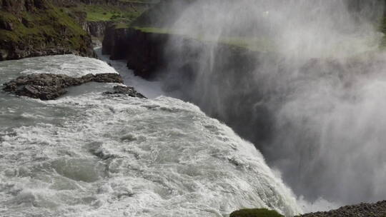 冰岛古尔福斯瀑布景观视频素材模板下载