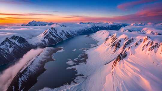 雪山湖泊壮丽全景