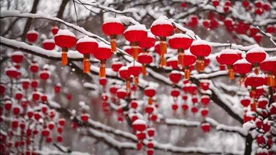 新年红灯笼雪景气氛合集