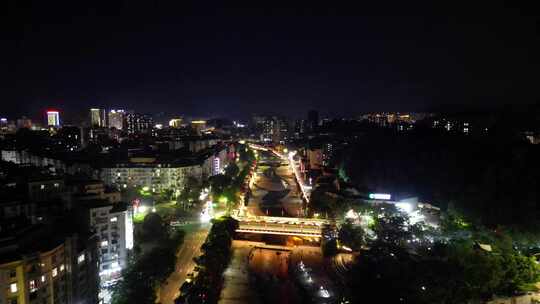 广东云浮夜景云浮南山河夜景航拍