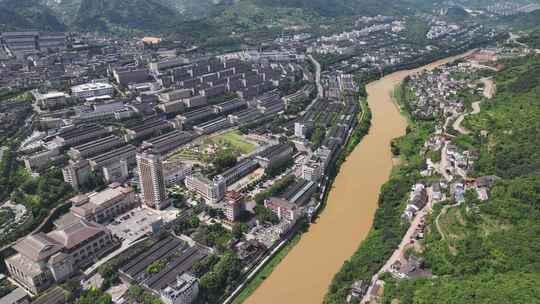 贵州遵义茅台镇酒厂赤水河城市航拍风光