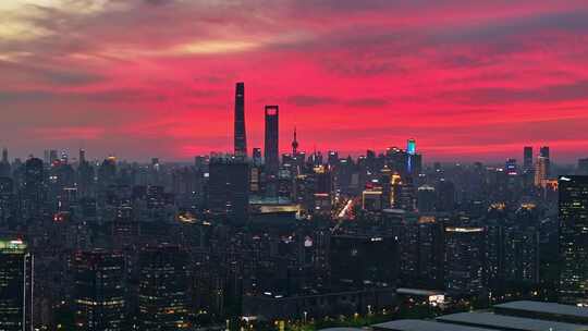 上海晚霞 陆家嘴夜景 国际博览中心 晚霞