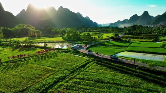 遇龙河风景区延时航拍和实时航拍多镜头