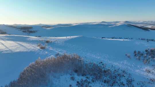 大兴安岭自然风景丘陵山地冬季雪野风光视频素材模板下载